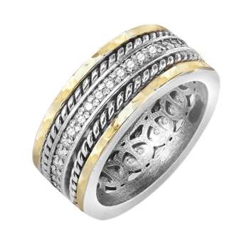 Серебряное кольцо с куб.цирконом и золотом SNRv012GCZ