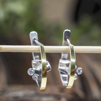 Серебряные серьги с золотом и куб.цирконом MVE1542GCZ