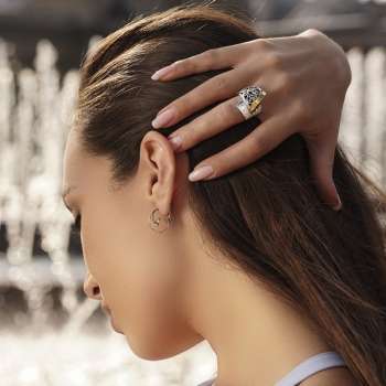 Серебряные серьги с золотом и куб.цирконом MVE1542GCZ