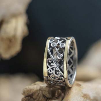 Серебряное кольцо с золотом и куб.цирконом MVR1325GCZ