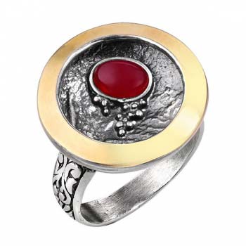 Серебряное кольцо с золотом и халцедоном MVR1595GHL/2