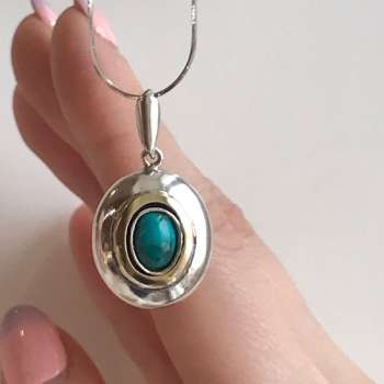 Серебряное колье с бирюзой и золотом MVN1731GTQ