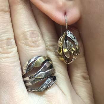 Серебряное кольцо с куб.цирконом и золотом MVR1272GCZ