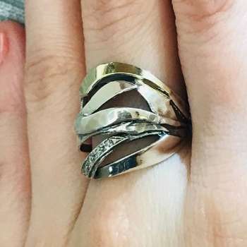 Серебряное кольцо с куб.цирконом и золотом MVR1272GCZ