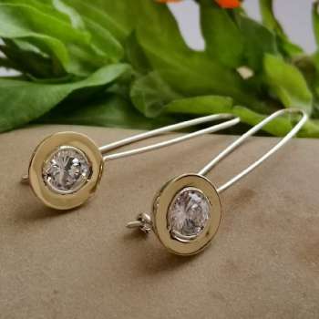 Серебряные серьги с куб.цирконом и золотом MVE1732/3GCZ