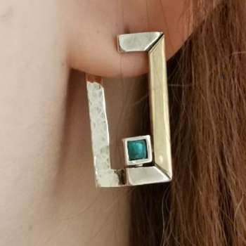 Серебряные серьги с бирюзой и золотом MVE0020GTQ