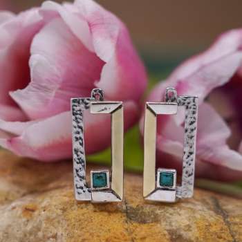 Серебряные серьги с бирюзой и золотом MVE0020GTQ