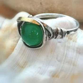 Серебряное кольцо с халцедоном и золотом MVR812GHL