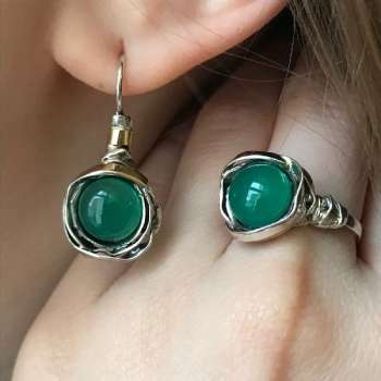 Серебряное кольцо с халцедоном и золотом MVR812GHL