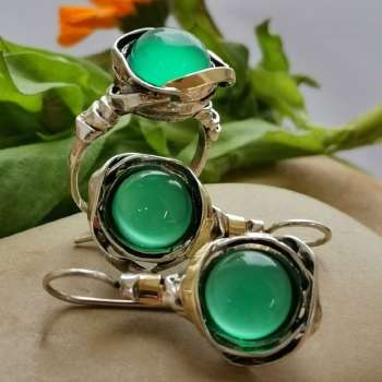 Серебряное кольцо с халцедоном и золотом MVR812GHL