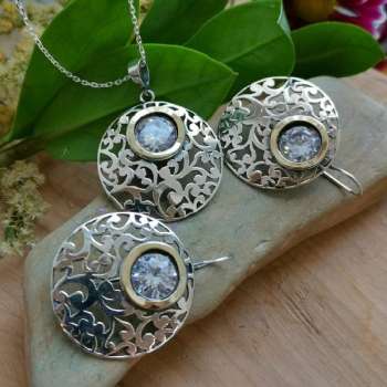 Серебряное колье с куб.цирконом и золотом MVN1037GCZ