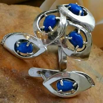 Серебряные серьги с лазуритом и куб.цирконом MVE1629LZ