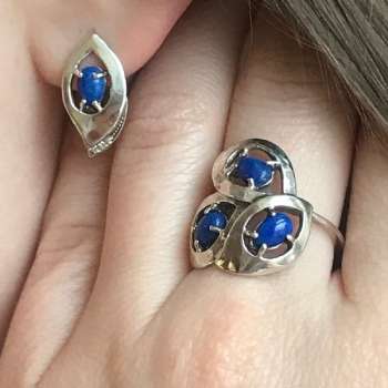 Серебряные серьги с лазуритом и куб.цирконом MVE1629LZ