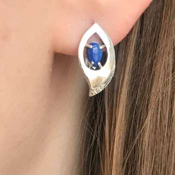 Серебряные серьги с лазуритом и куб.цирконом MVE1629LZ