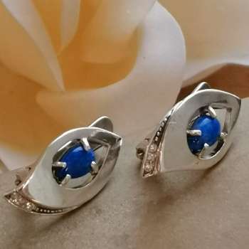 Серебряные серьги с лазуритом и куб.цирконом MVE1629LZ