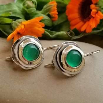 Серебряные серьги с халцедоном и золотом MVE1103GHL