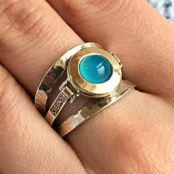 Серебряное кольцо с золотом и халцедоном MVR1233GHL