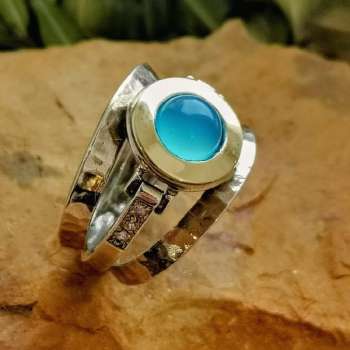 Серебряное кольцо с золотом и халцедоном MVR1233GHL