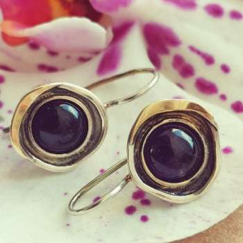 Серебряные серьги с аметистом и золотом MVE1608GAM
