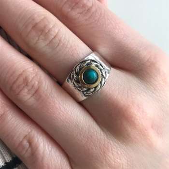 Серебряное кольцо с бирюзой и золотом MVR1652GTQ