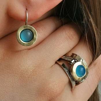 Серебряное кольцо с золотом и халцедоном MVR1233GHL