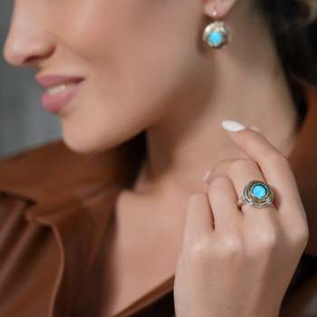 Серебряное кольцо с опалом иск. и золотом MVR1103GOP