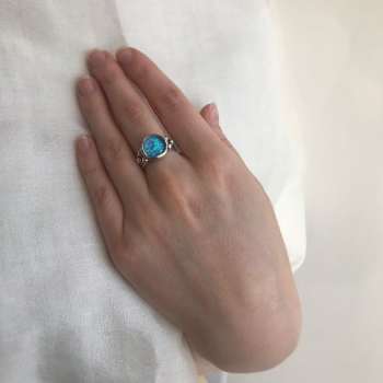 Серебряное кольцо с опалом иск. 01R1716OP