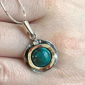 Серебряное колье с бирюзой и золотом MVN1312GTQ