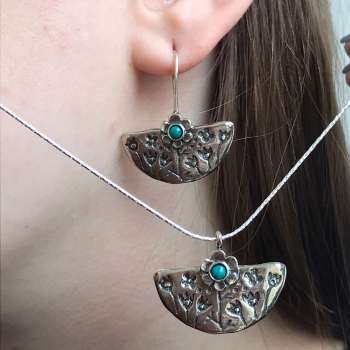 Серебряное колье с бирюзой 01N4468TQ