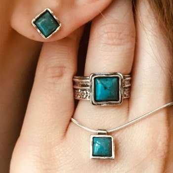 Серебряное кольцо с бирюзой 01R485TQ