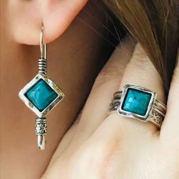 Серебряное кольцо с бирюзой 01R485TQ
