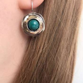 Серебряные серьги с бирюзой и золотом MVE1103GTQ