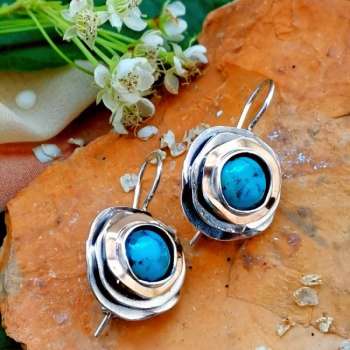 Серебряные серьги с бирюзой и золотом MVE1103GTQ