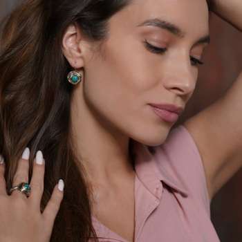 Серебряные серьги с бирюзой и золотом MVE1103GTQ