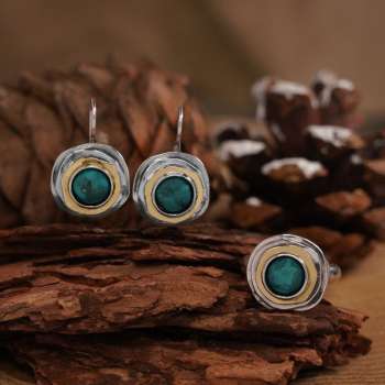 Серебряные серьги с бирюзой и золотом MVE1103GTQ