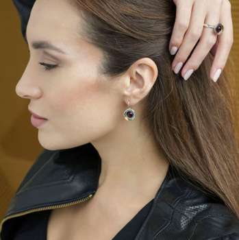 Серебряное кольцо с гранатом и золотом MVR1608GGR