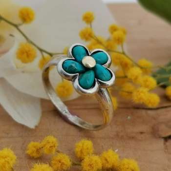 Серебряное кольцо с бирюзой и золотом MVR1649GTQ