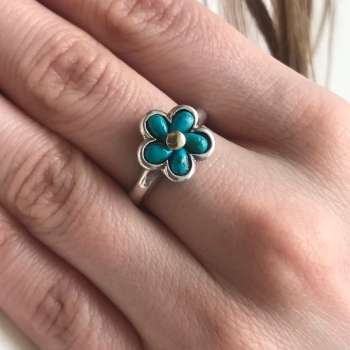 Серебряное кольцо с бирюзой и золотом MVR1649GTQ