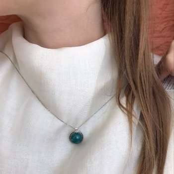 Серебряное колье с бирюзой MVN67TQ