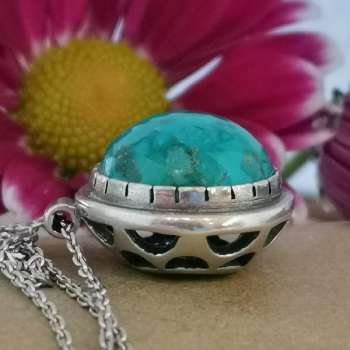 Серебряное колье с бирюзой MVN67TQ