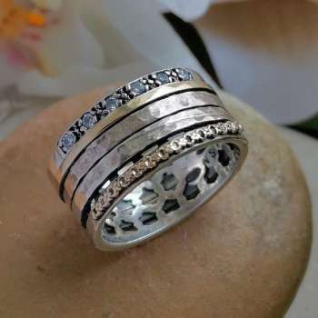 Серебряное кольцо с куб.цирконом и золотом SNR3320CZ
