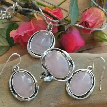 Серебряные серьги с розовым кварцем 01E599QZ