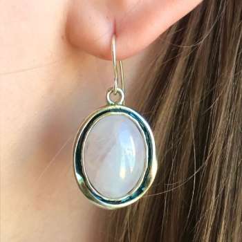 Серебряные серьги с розовым кварцем 01E599QZ