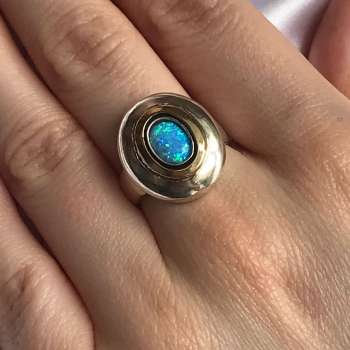 Серебряное кольцо с опалом иск. и золотом MVR1731GOP