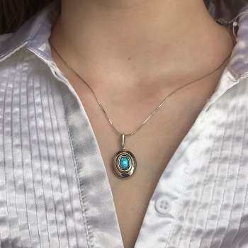 Серебряное колье с опалом иск. и золотом MVN1731GOP