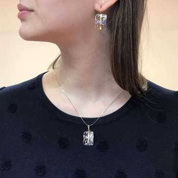 Серебряные серьги с куб.цирконом и золотом MVE1346GCZ