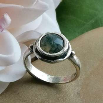 Серебряное кольцо с моховым агатом 01R528AG