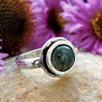 Серебряное кольцо с моховым агатом 01R528AG