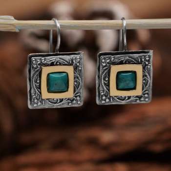 Серебряные серьги с бирюзой и золотом MVE1195GTQ