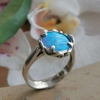 Серебряное кольцо с опалом иск. 01R1908OP